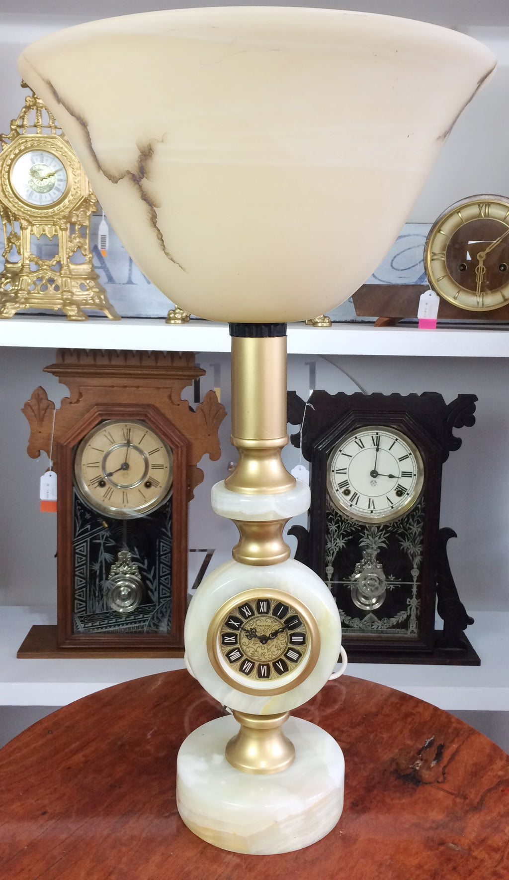 Vintage Onyx Table Lamp Clock | Adelaide Clocks