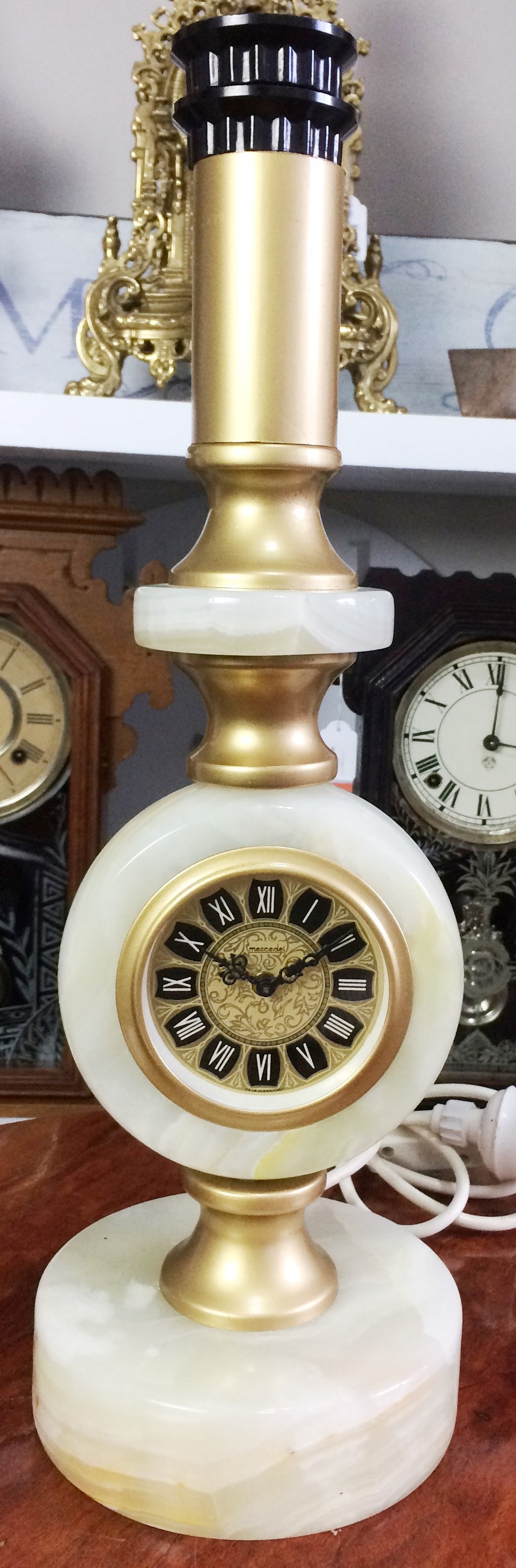 Vintage Onyx Table Lamp Clock | Adelaide Clocks