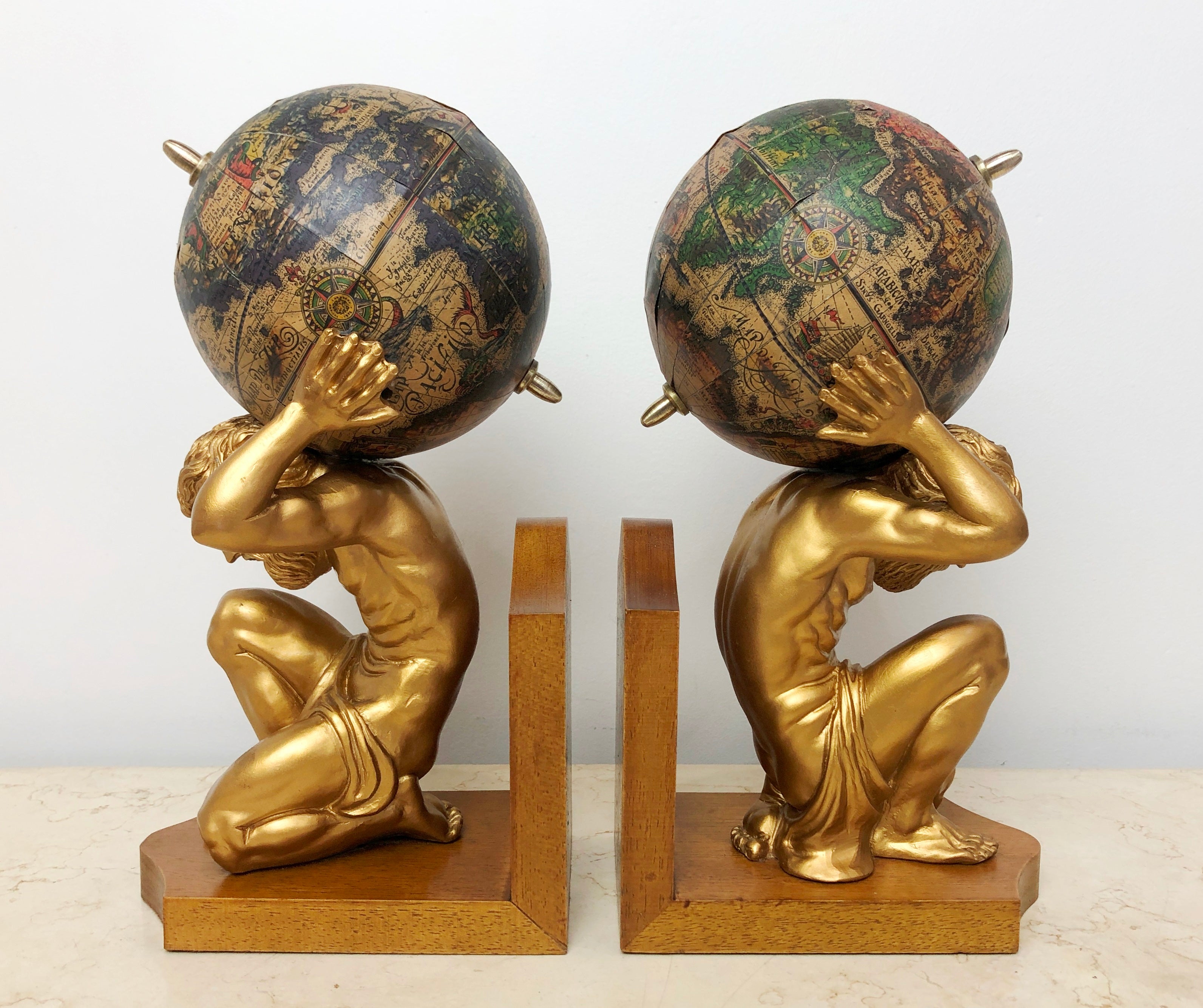 Vintage Greek God Atlas World Bookends | eXibit collection