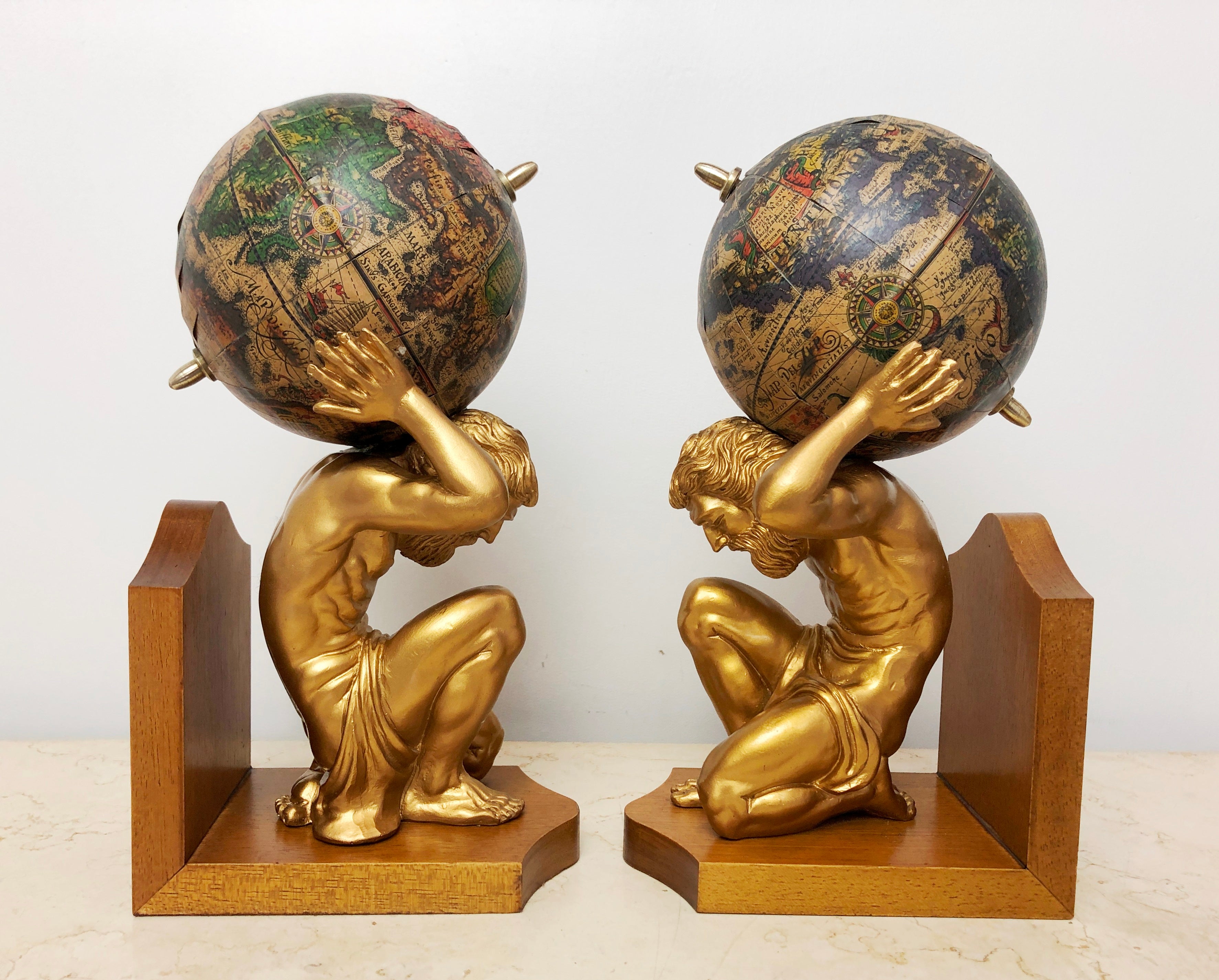 Vintage Greek God Atlas World Bookends | eXibit collection