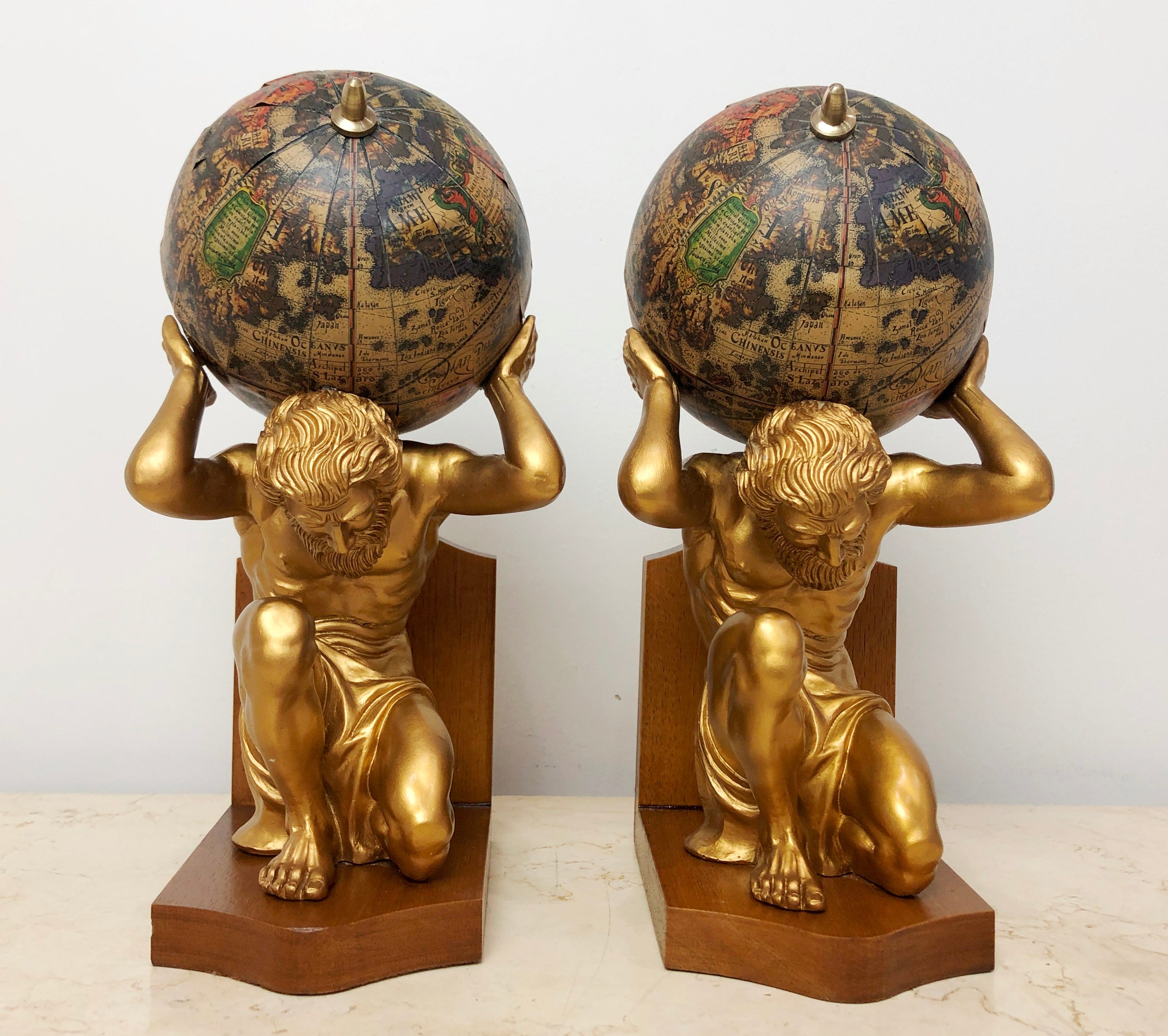 Vintage Greek God Atlas World Bookends | eXibit collection