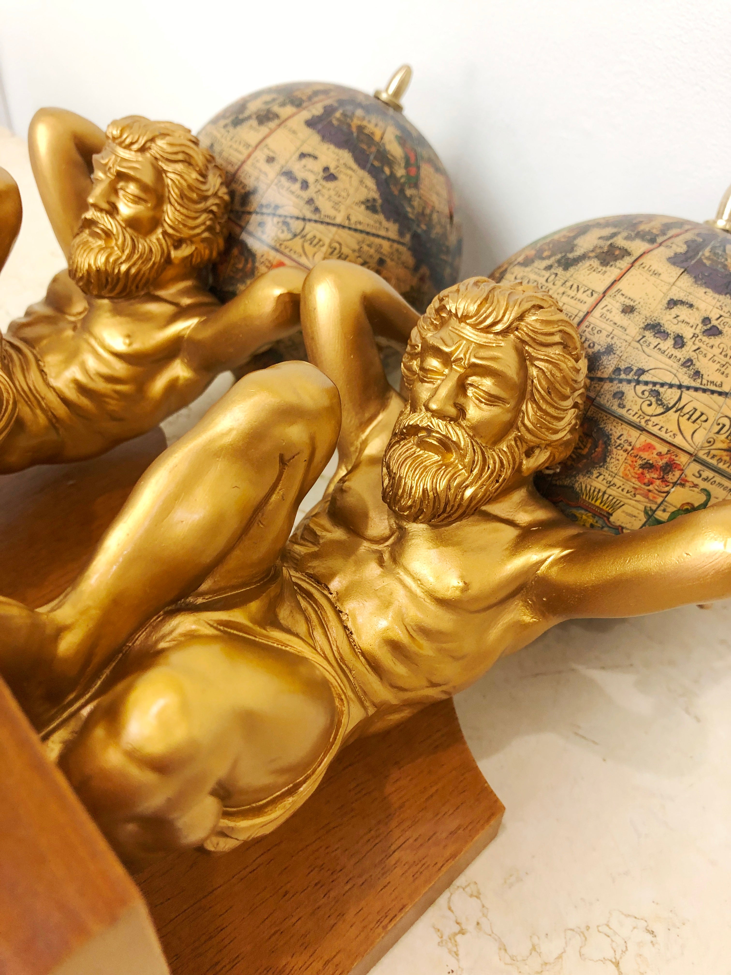 Vintage Greek God Atlas World Bookends | eXibit collection