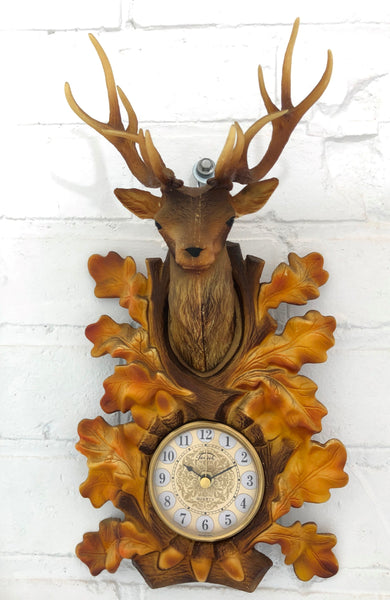 Vintage Stag Deer Head Battery Wall Clock | eXibit collection