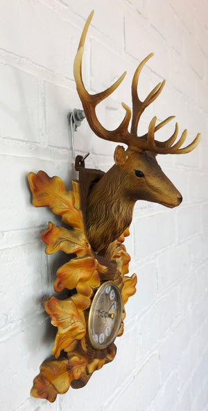 Vintage Stag Deer Head Battery Wall Clock | eXibit collection