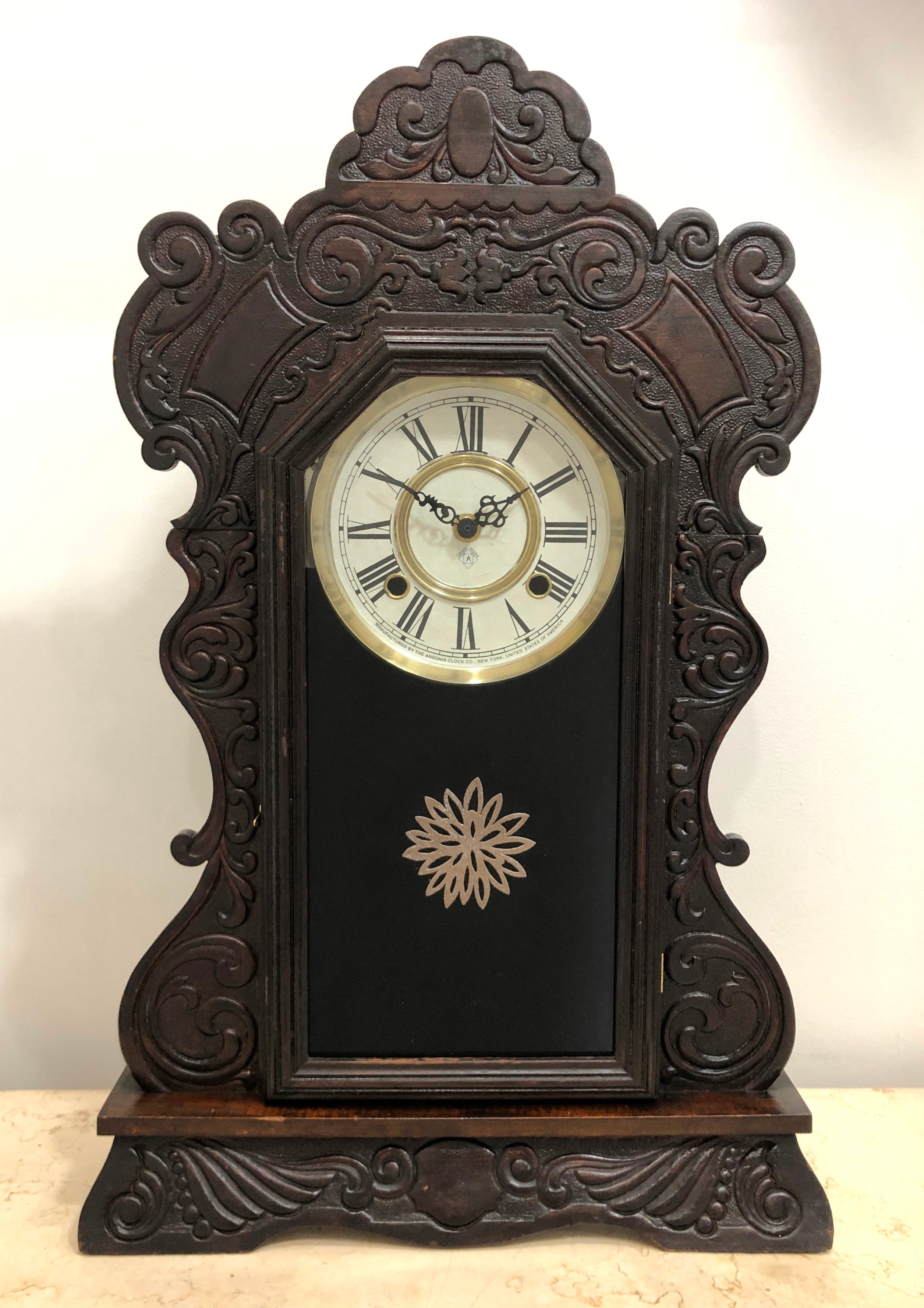 Antique Ansonia Cottage Quartz Battery Mantel Clock  | eXibit collection