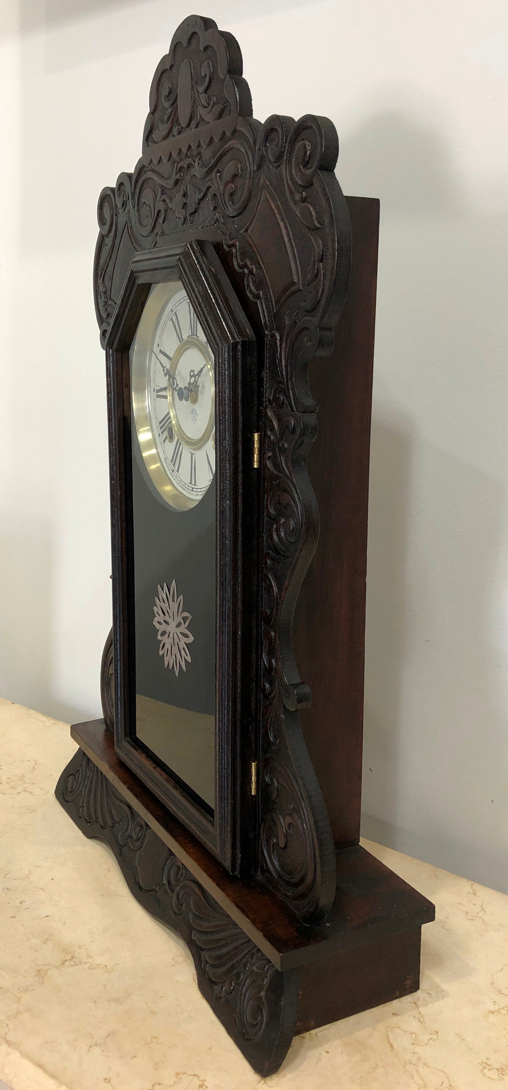 Antique Ansonia Cottage Quartz Battery Mantel Clock  | eXibit collection