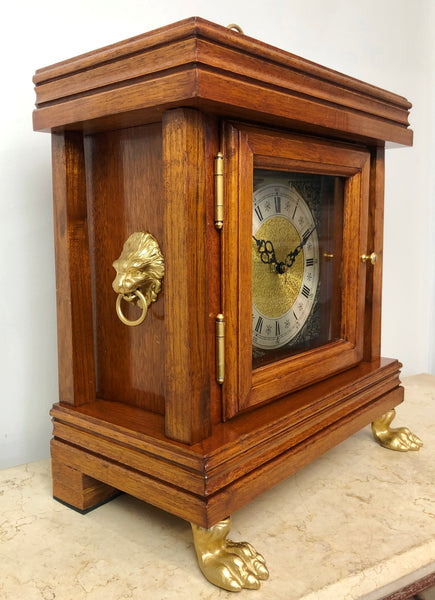 Vintage SOLID Wood Lion & Claw Feet Battery Mantle Clock | eXibit collection