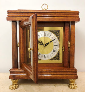 Vintage SOLID Wood Lion & Claw Feet Battery Mantle Clock | eXibit collection