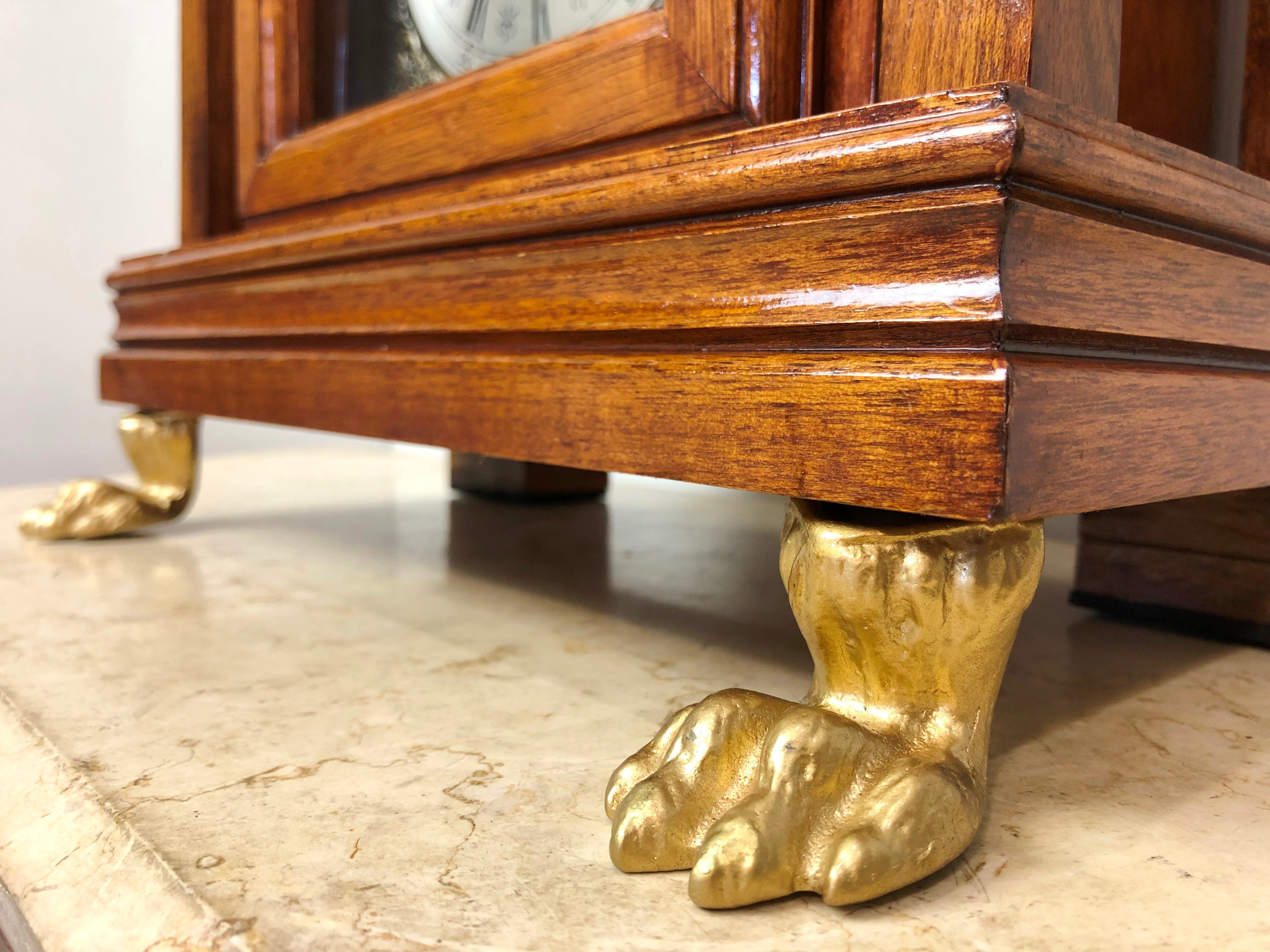 Vintage SOLID Wood Lion & Claw Feet Battery Mantle Clock | eXibit collection