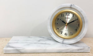 Vintage White Marble MEIHER Desk Mantel Clock | eXibit collection