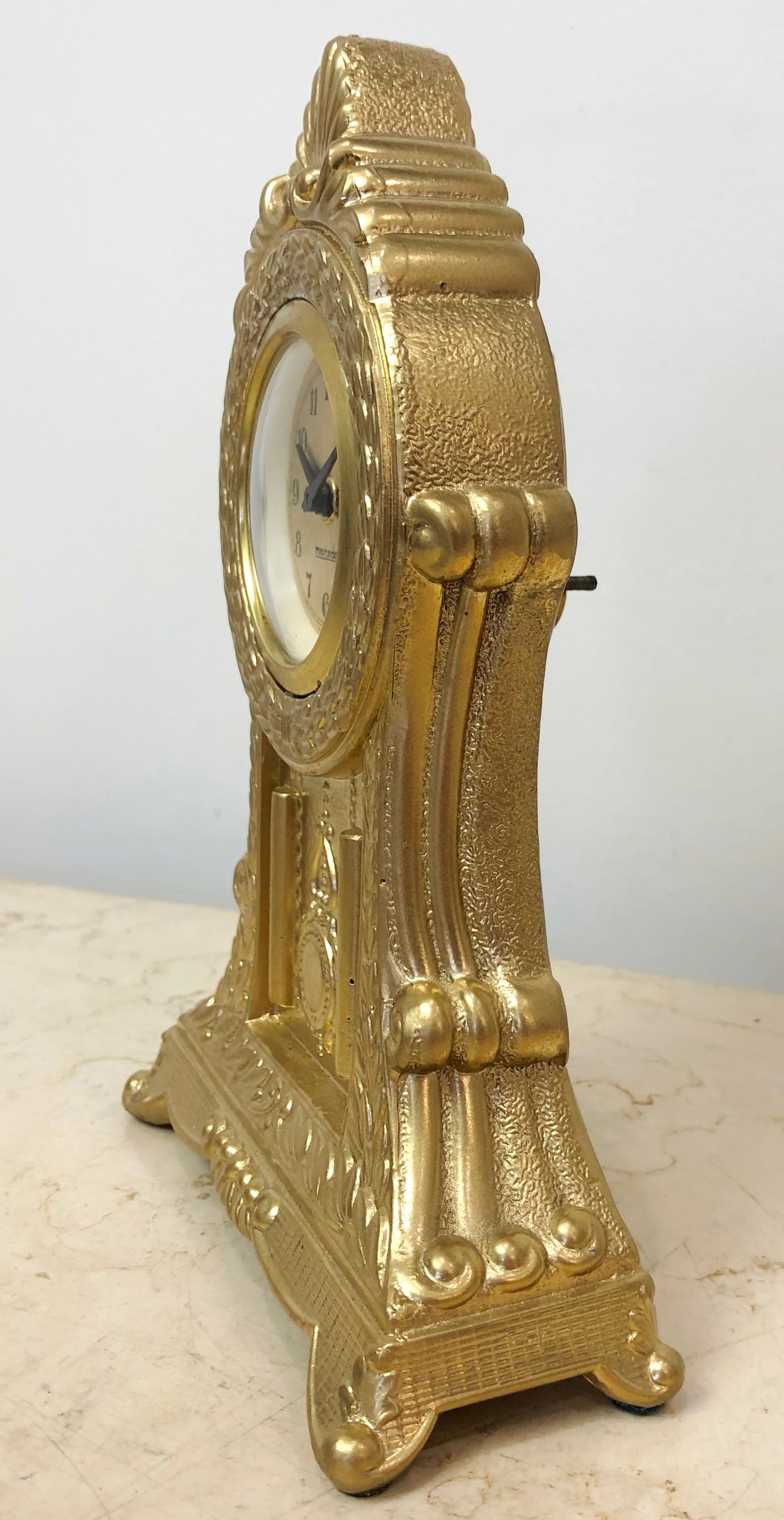 Vintage Mercedes Gold Cast Mantel Clock | eXibit collection