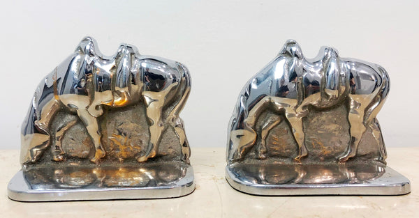 Vintage Cast Solid Silver Grazing Saddle Horse Bookends | eXibit collection