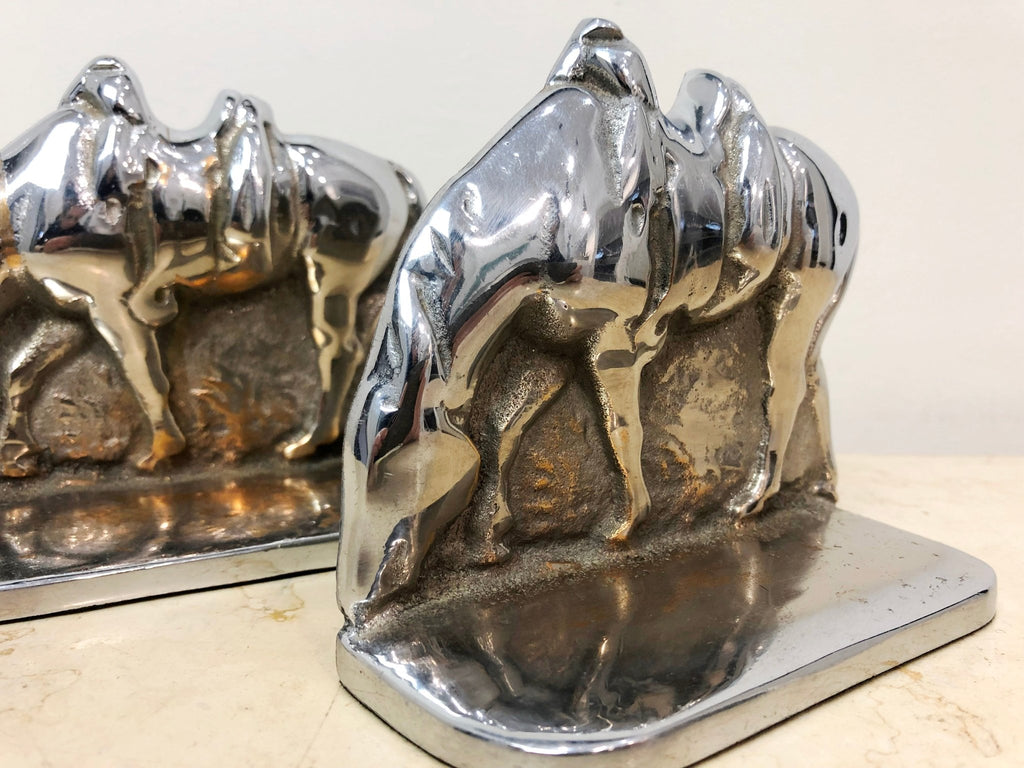 Vintage Cast Solid Silver Grazing Saddle Horse Bookends | Adelaide Clocks