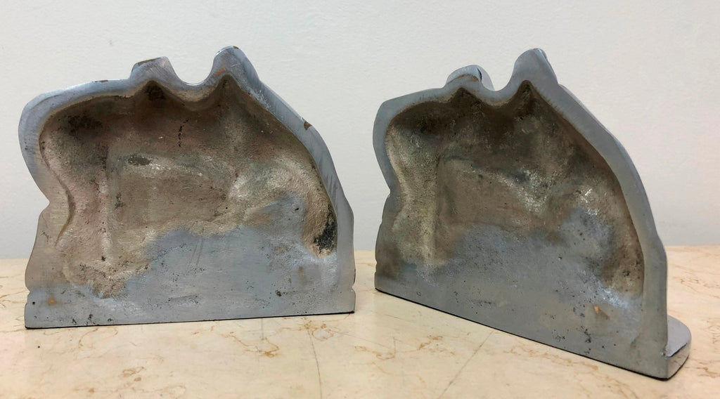 Vintage Cast Solid Silver Grazing Saddle Horse Bookends | Adelaide Clocks