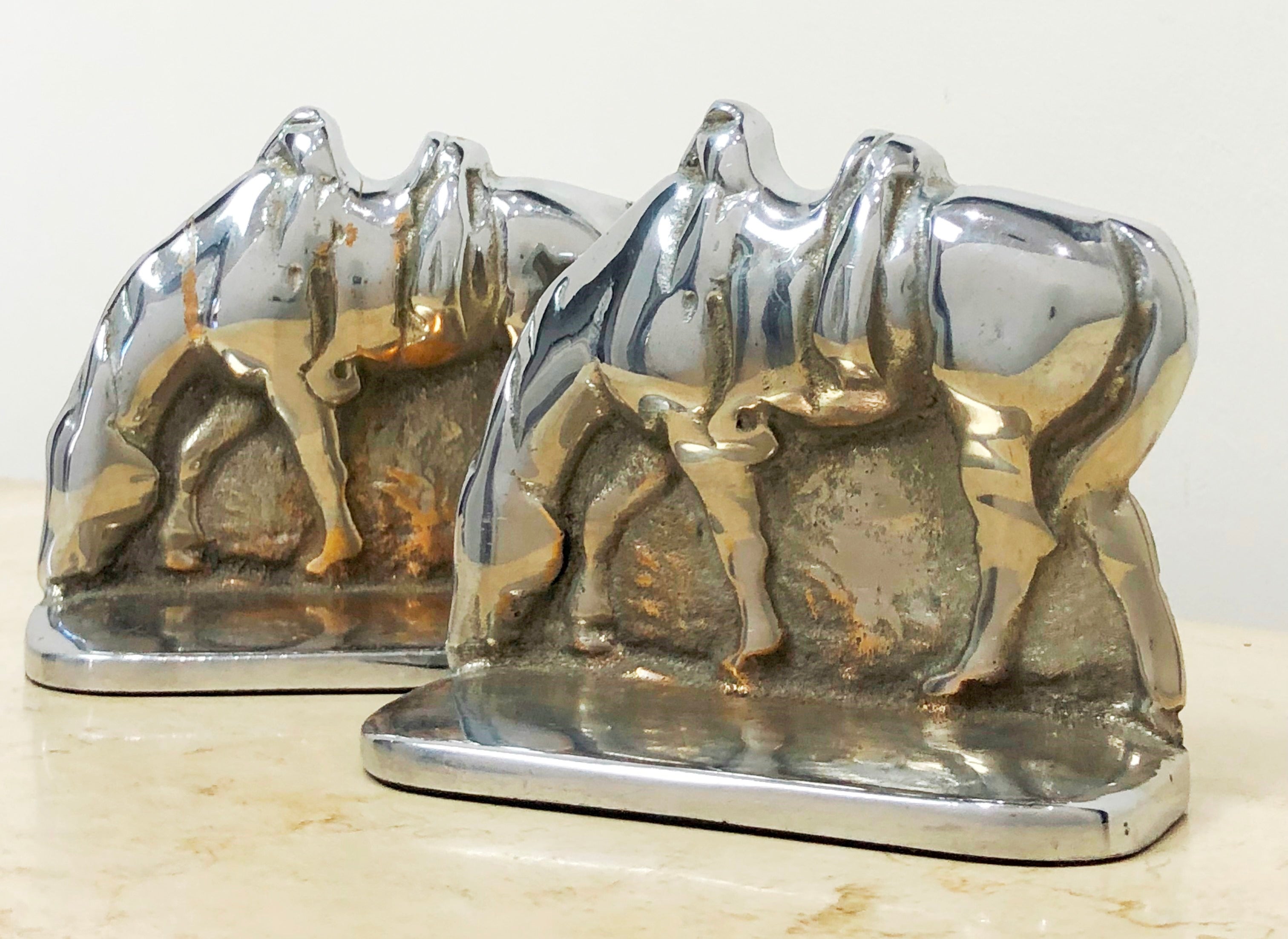 Vintage Cast Solid Silver Grazing Saddle Horse Bookends | Adelaide Clocks