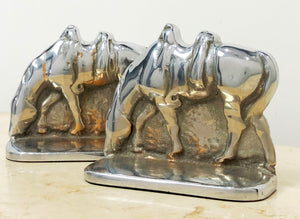 Vintage Cast Solid Silver Grazing Saddle Horse Bookends | eXibit collection