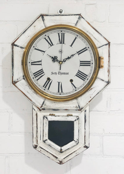 Original Antique Seth Thomas Drop Dial Battery Wall Clock | eXibit collection