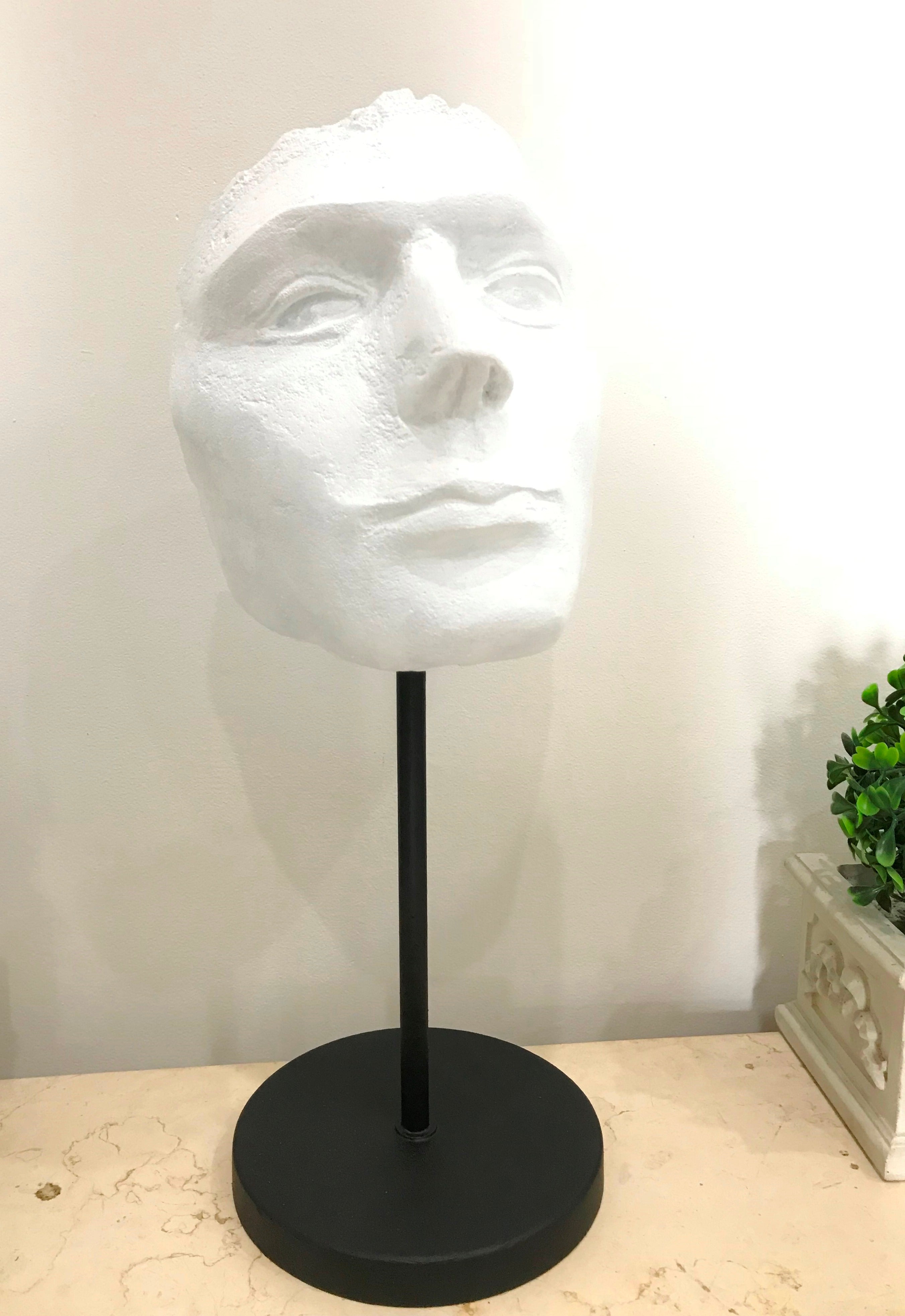 Restored White Mask Face Sculpture | eXibit collection