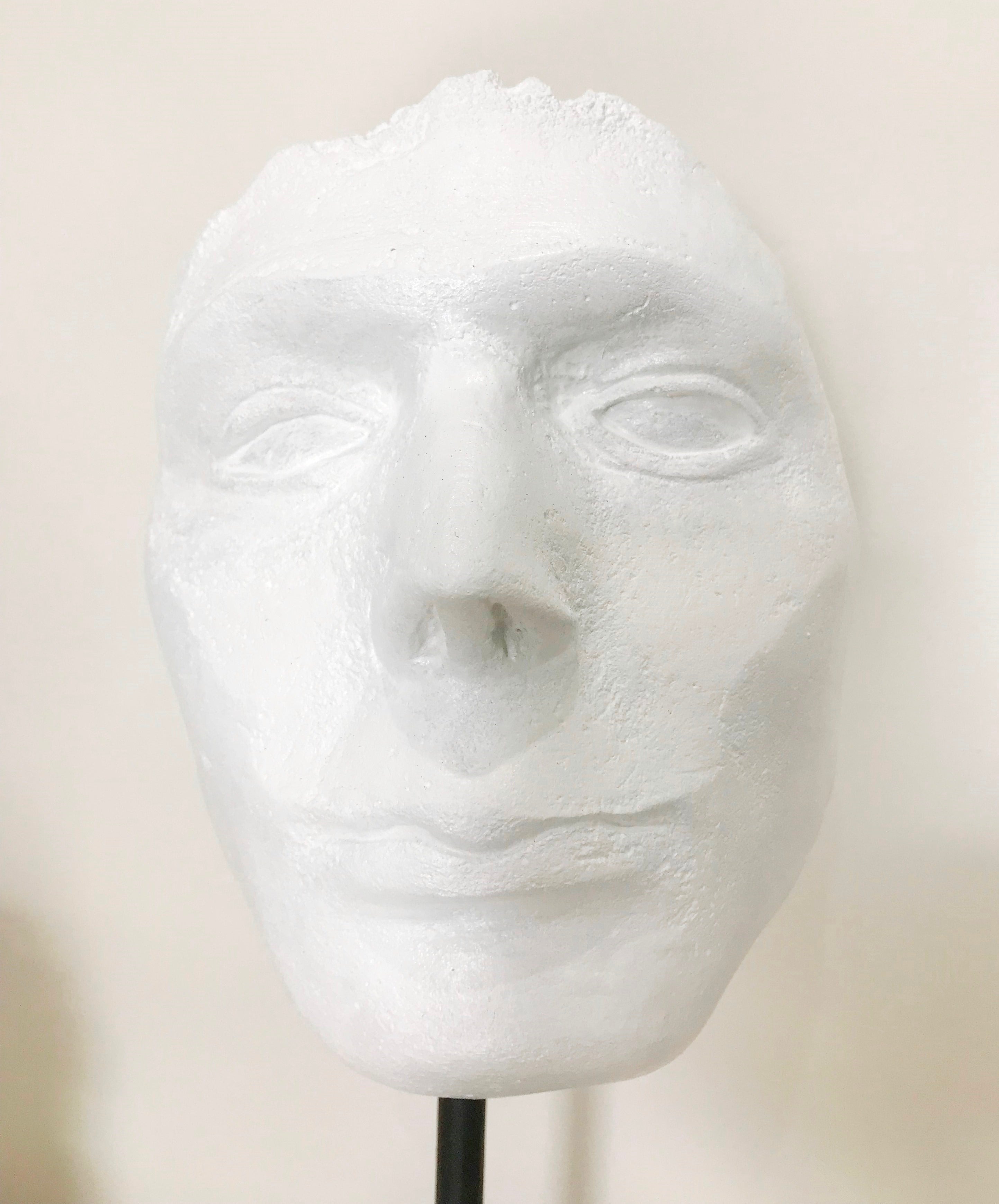 Restored White Mask Face Sculpture | eXibit collection