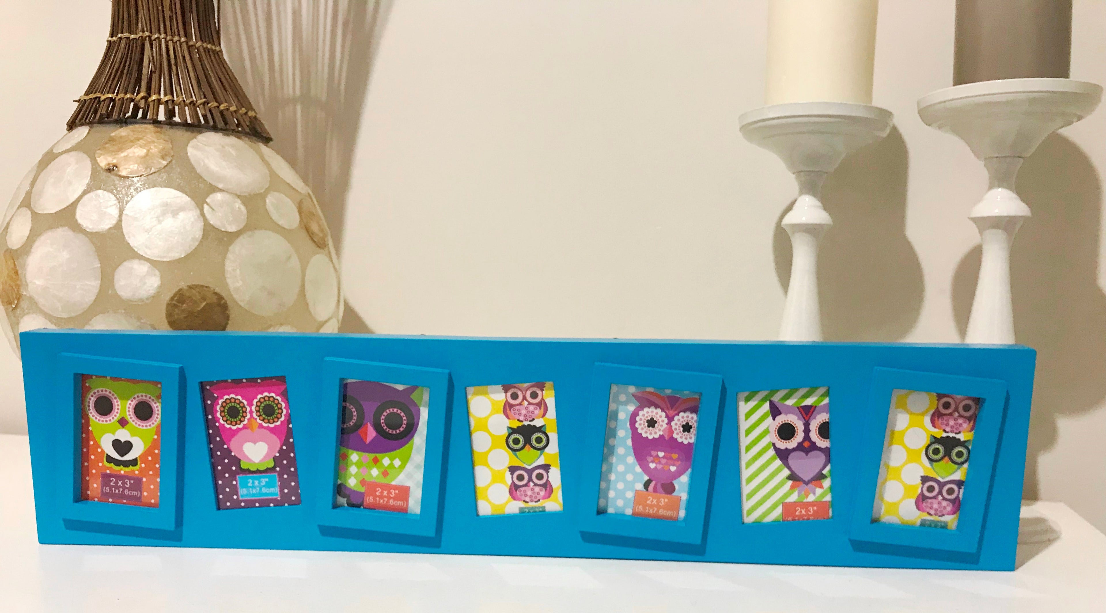 Blue Baby Collage Owl Picture Frame | Adelaide Clocks
