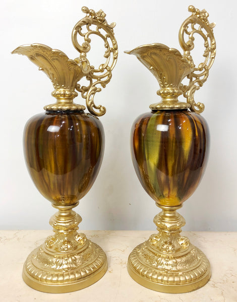 Vintage Ornate Brass Ewer Urn Garniture Set | eXibit collection