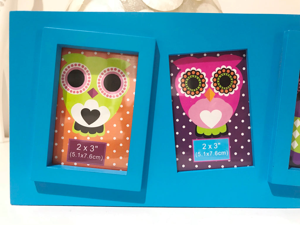 Blue Baby Collage Owl Picture Frame | Adelaide Clocks