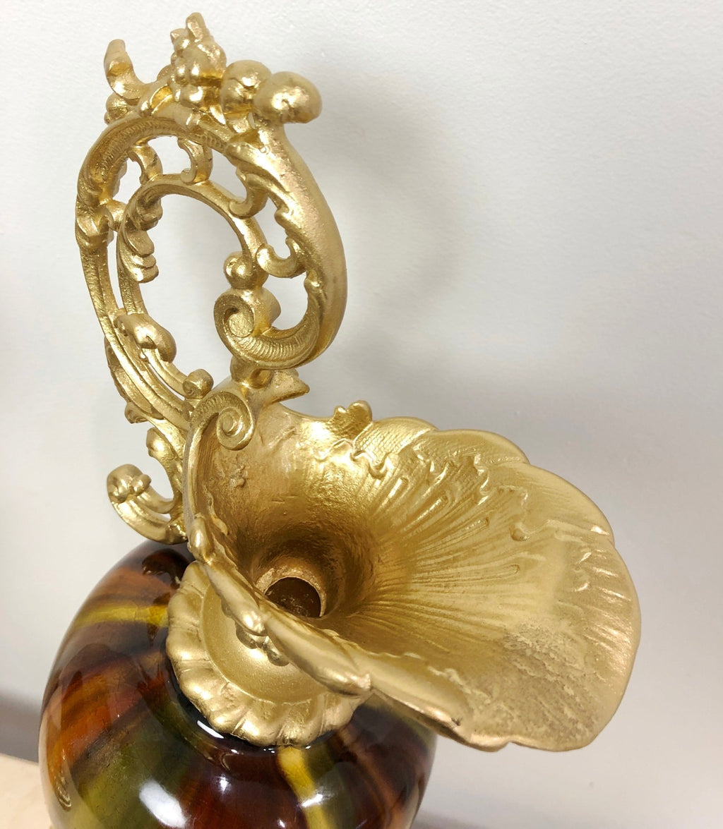 Vintage Ornate Brass Ewer Urn Garniture Set | eXibit collection