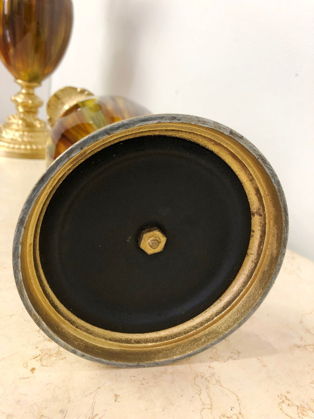 Vintage Ornate Brass Ewer Urn Garniture Set | eXibit collection