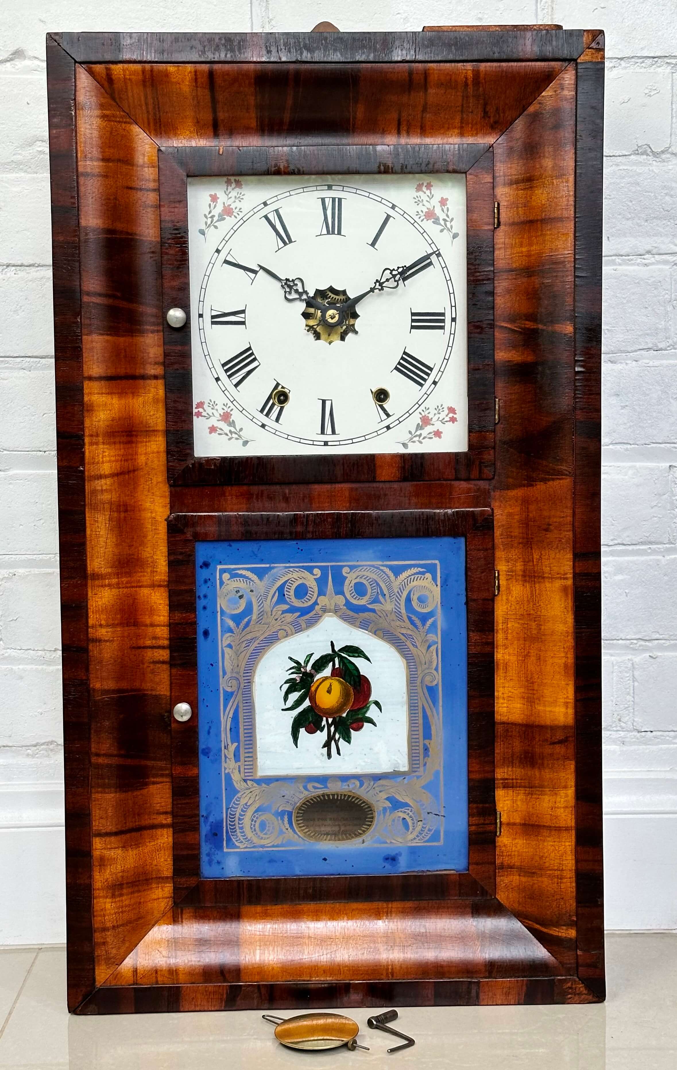 Antique New Haven Ogee Hammer on Coil Chime Wall Clock | eXibit collection