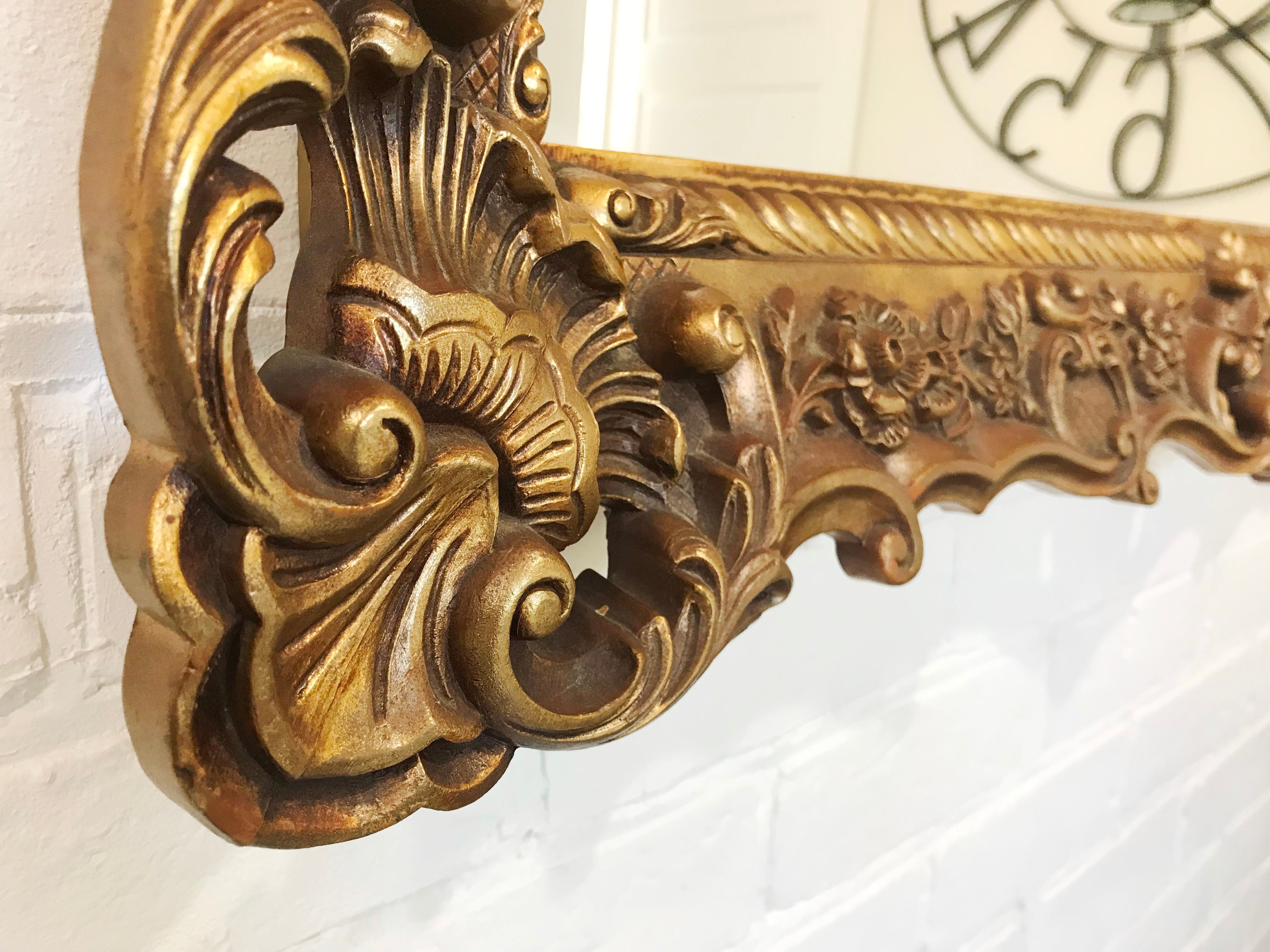 Antique Ornate Gold Wall Hanging Rectangle Mirror | eXibit collection