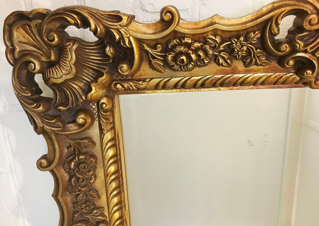 Antique Ornate Gold Wall Hanging Rectangle Mirror | Adelaide Clocks
