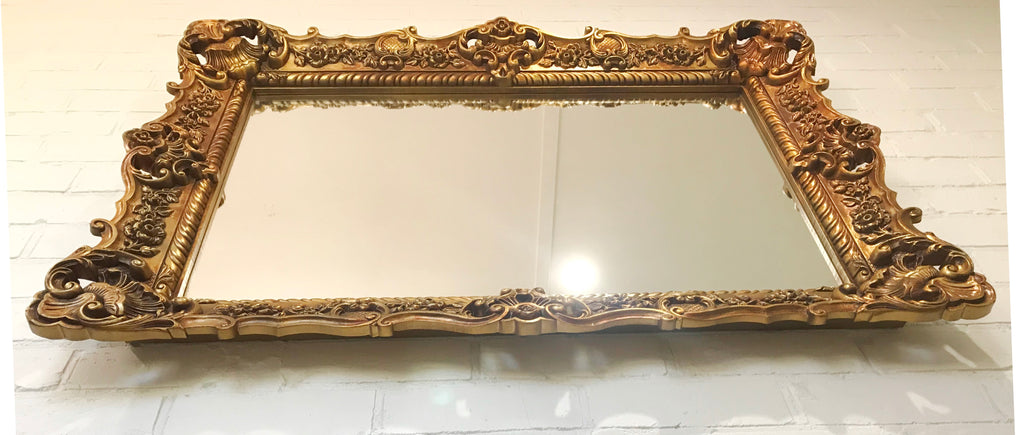 Antique Ornate Gold Wall Hanging Rectangle Mirror | Adelaide Clocks