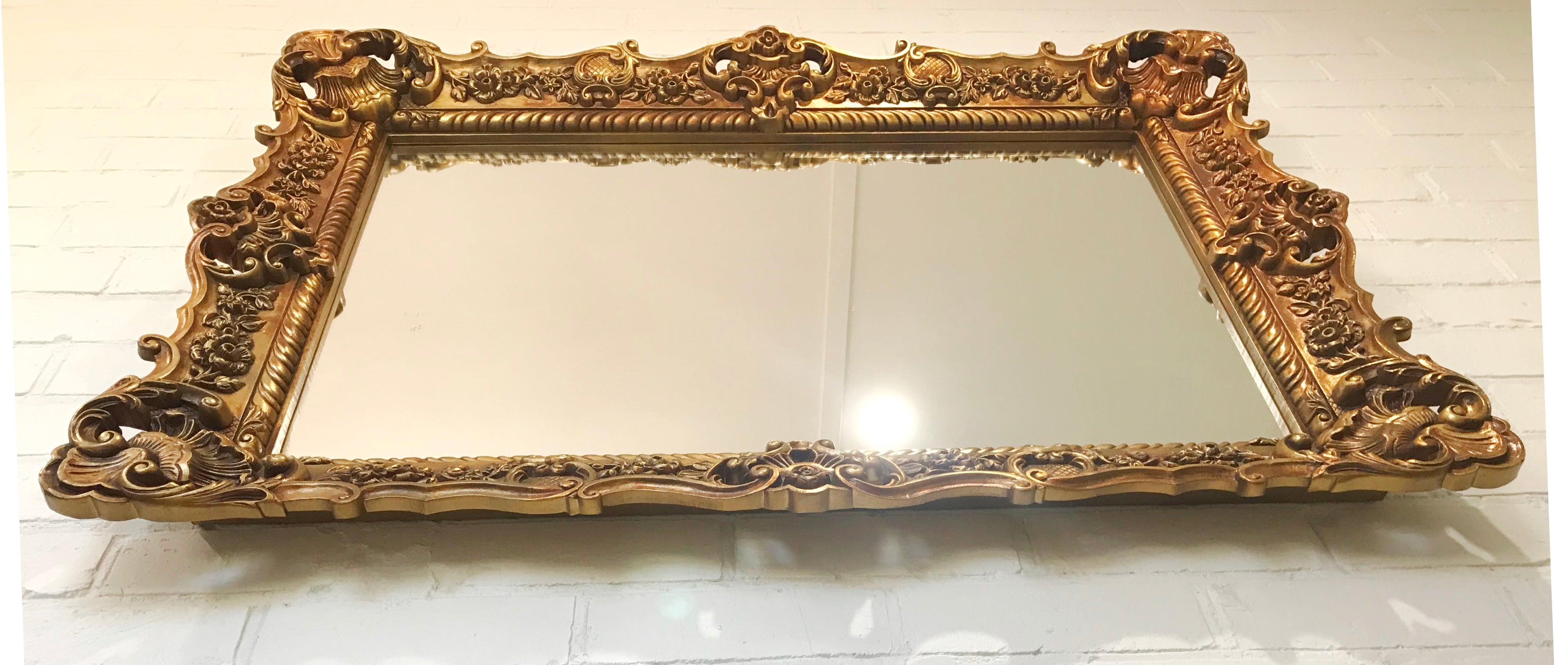 Antique Ornate Gold Wall Hanging Rectangle Mirror | Adelaide Clocks