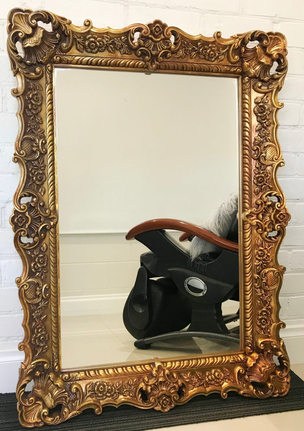 Antique Ornate Gold Wall Hanging Rectangle Mirror | Adelaide Clocks