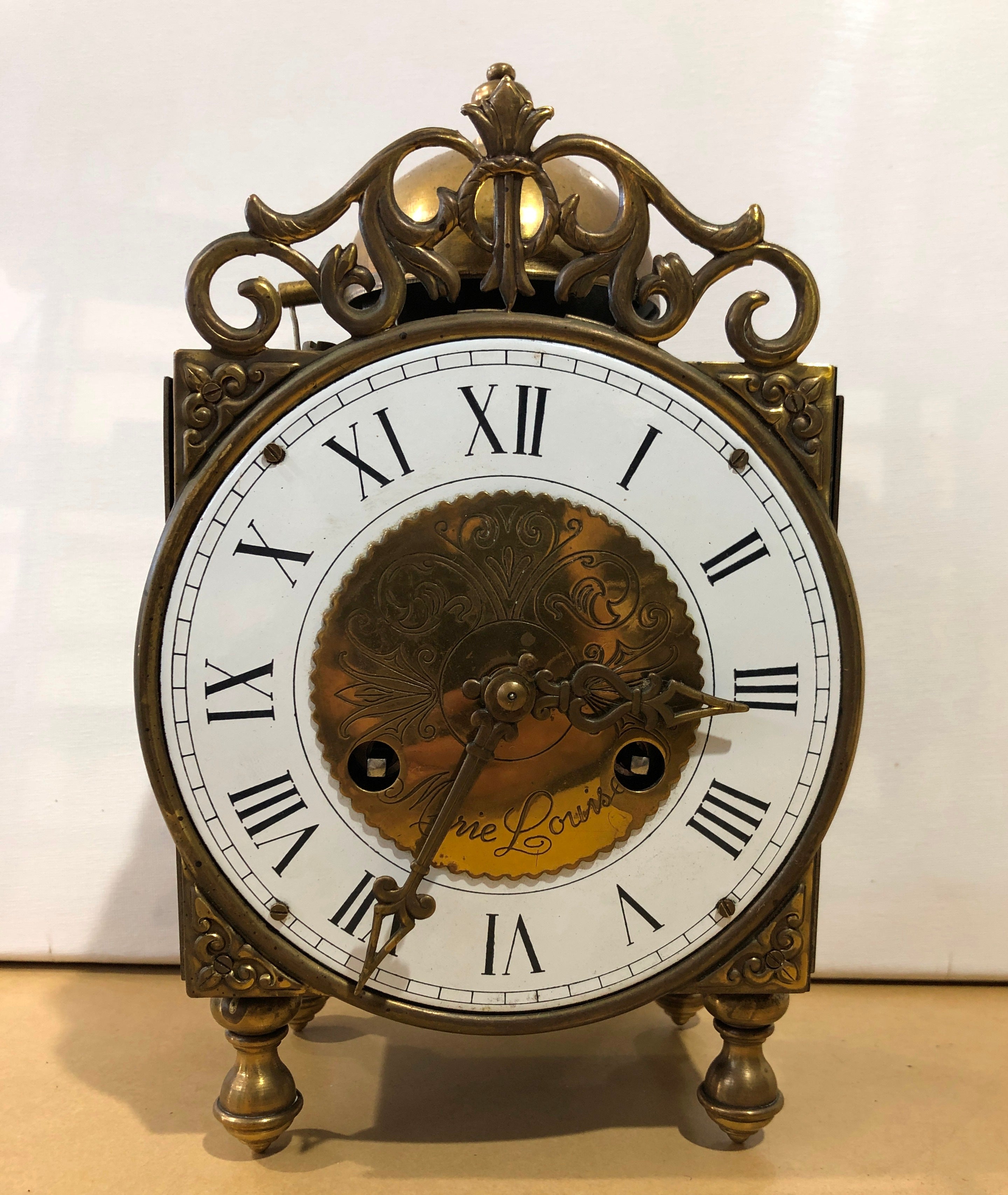 Vintage FRANZ Hermle Marie Louise Brass Bell Chime Mantel Clock | eXibit collection