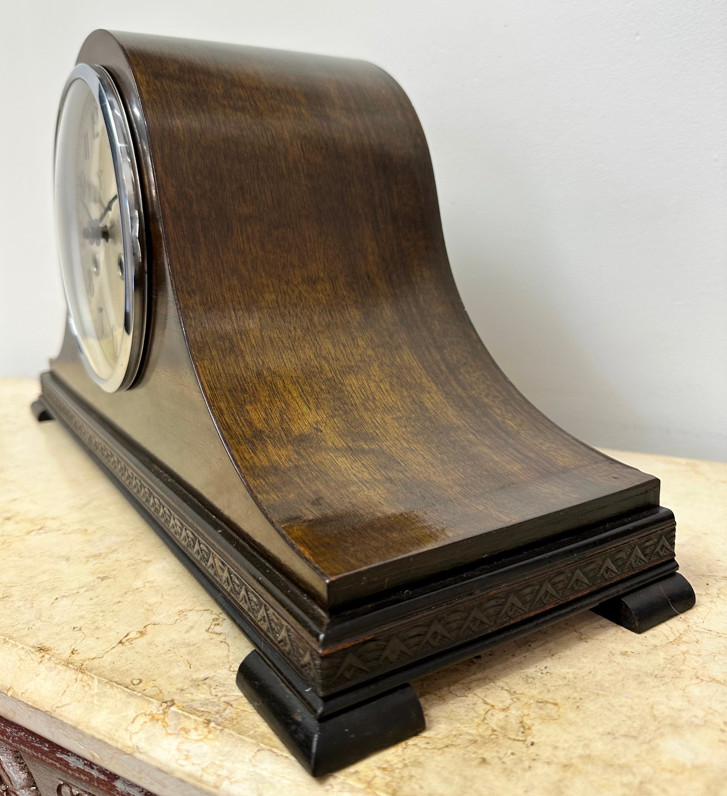 Vintage FMS Hammer on Coil Chime Pendulum Napoleon Mantel Clock | eXibit collection