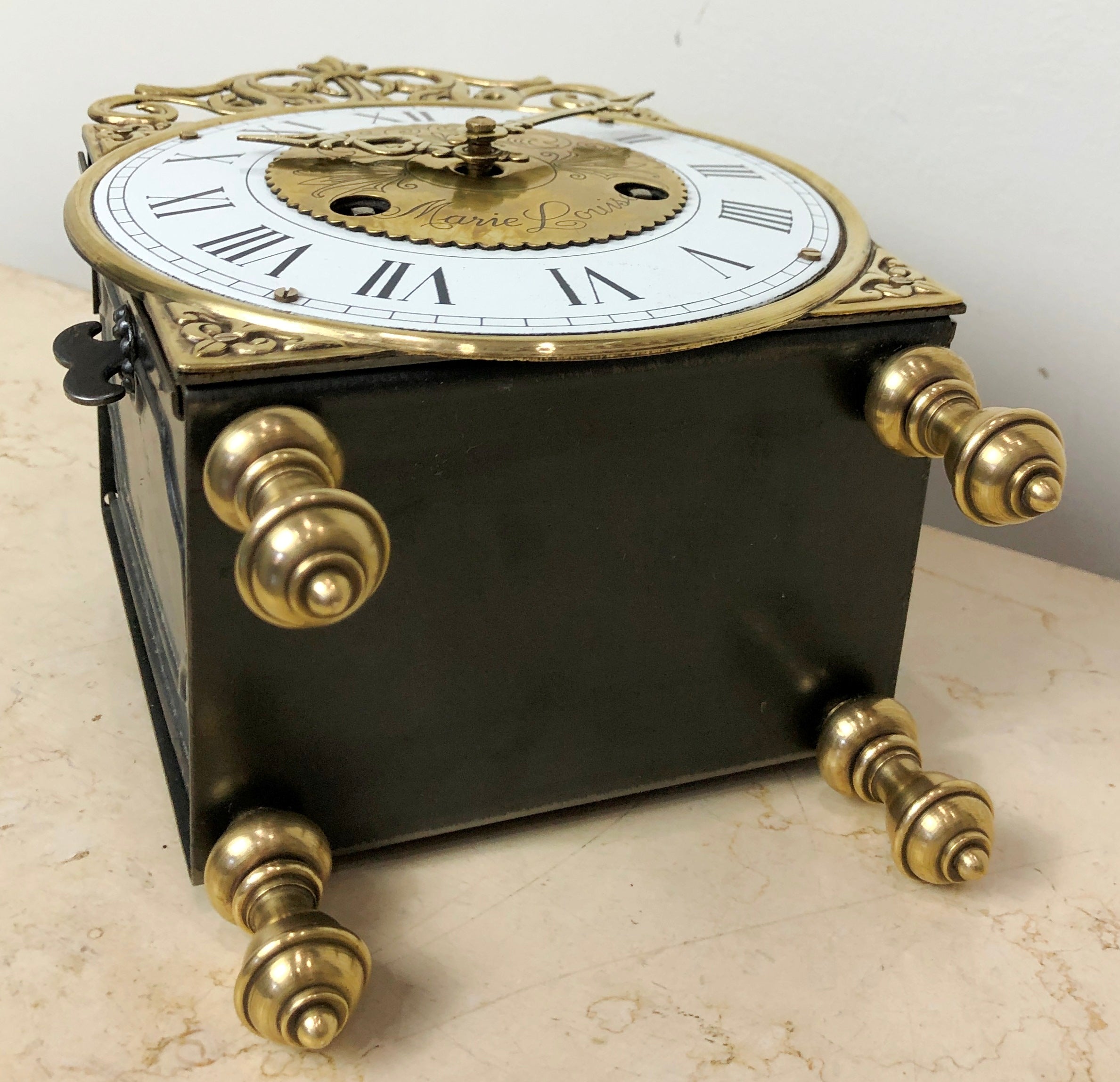 Vintage FRANZ Hermle Marie Louise Brass Bell Chime Mantel Clock | eXibit collection