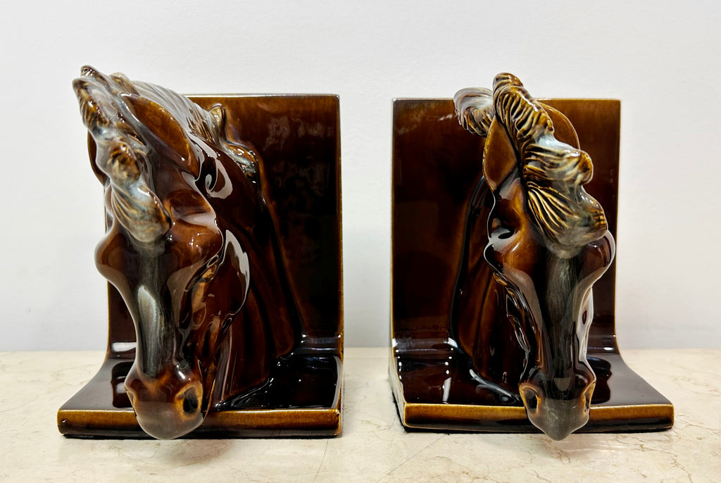 Vintage Original Horse Head Stallion Bookends | Adelaide Clocks