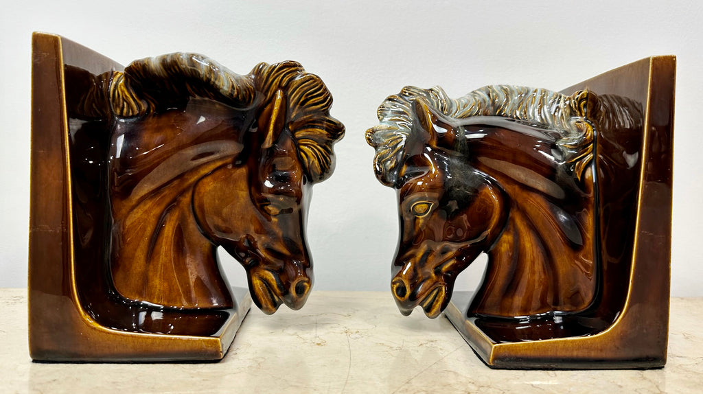 Vintage Original Horse Head Stallion Bookends | Adelaide Clocks