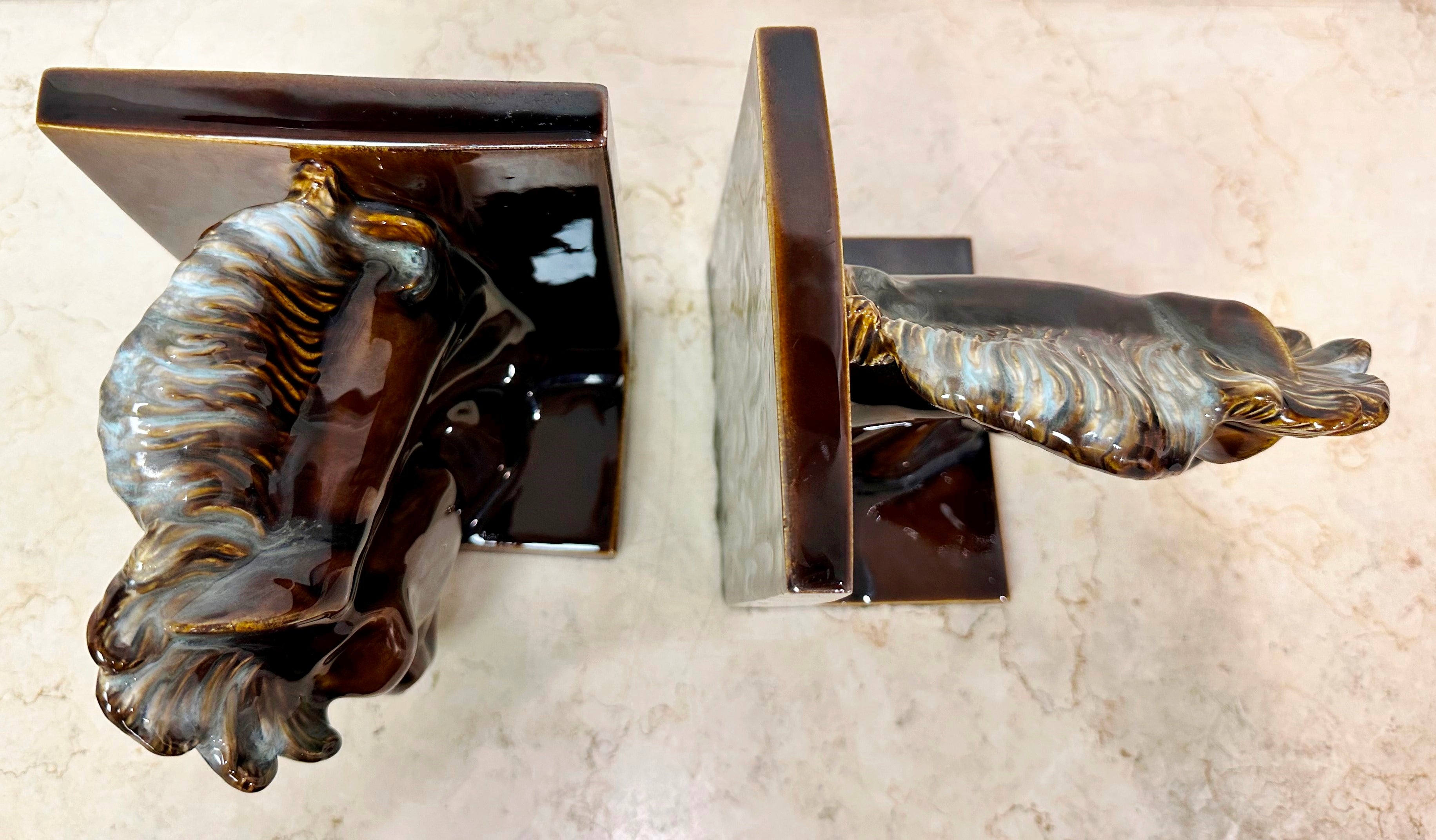 Vintage Original Horse Head Stallion Bookends | Adelaide Clocks