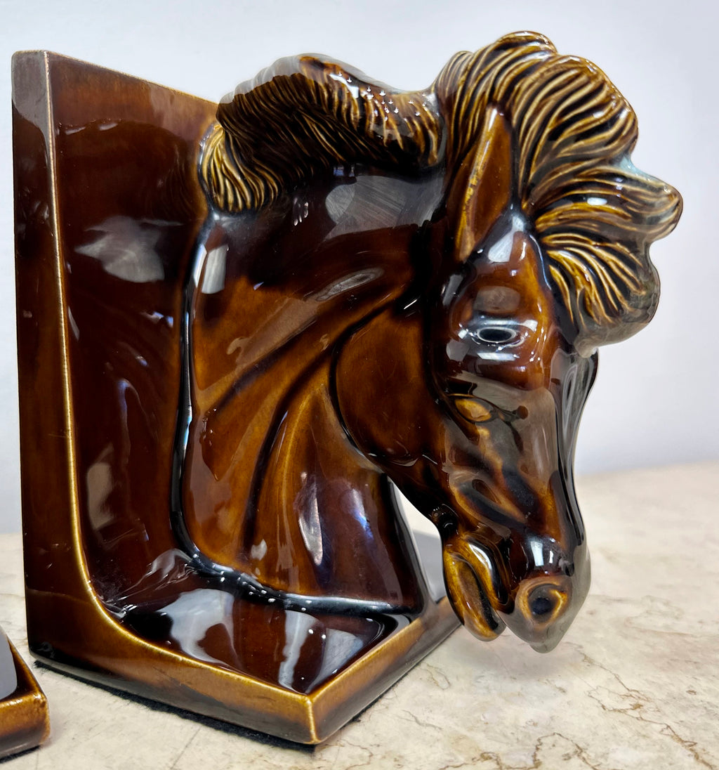 Vintage Original Horse Head Stallion Bookends | Adelaide Clocks