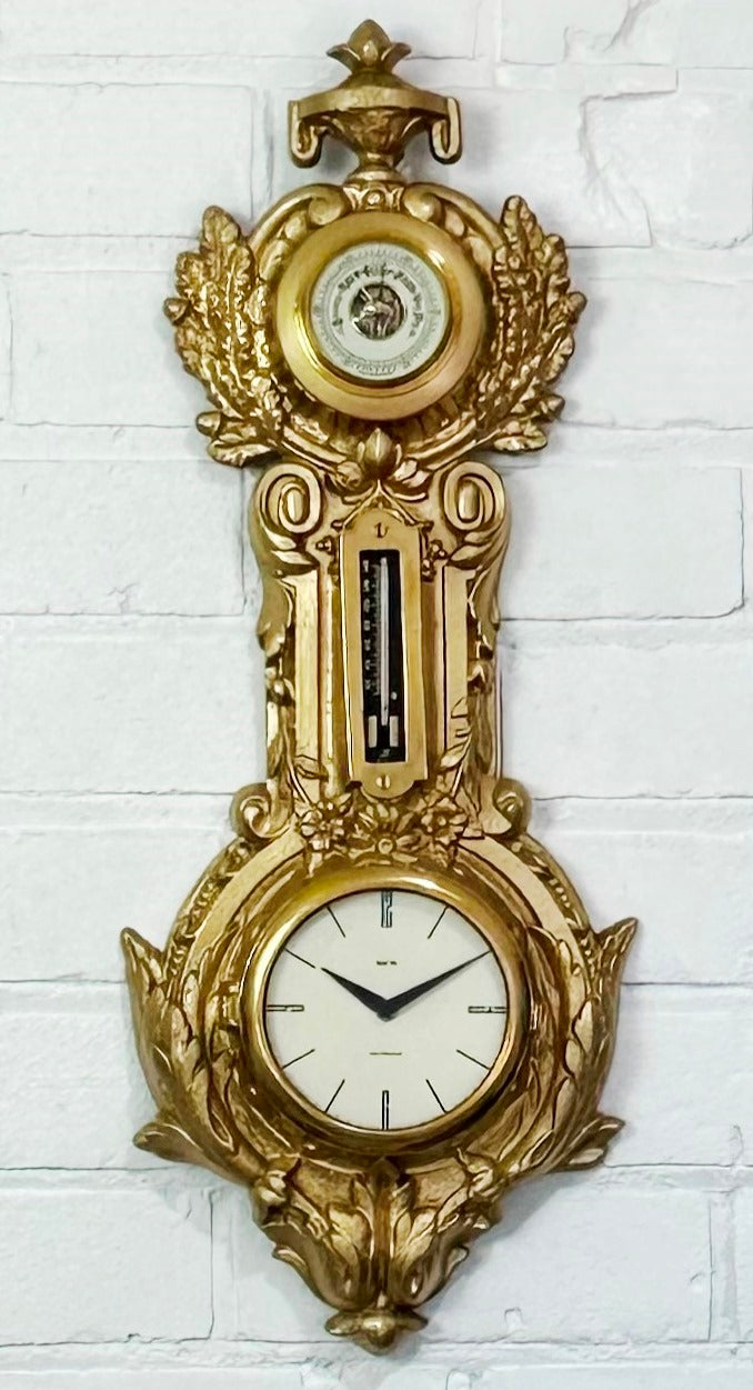 Vintage Smiths Sectronic Thermometer & Barometer Quartz Wall Clock | eXibit collection