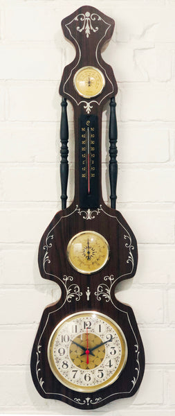 Vintage Banjo Style Wall Clock with Thermometer | eXibit collection