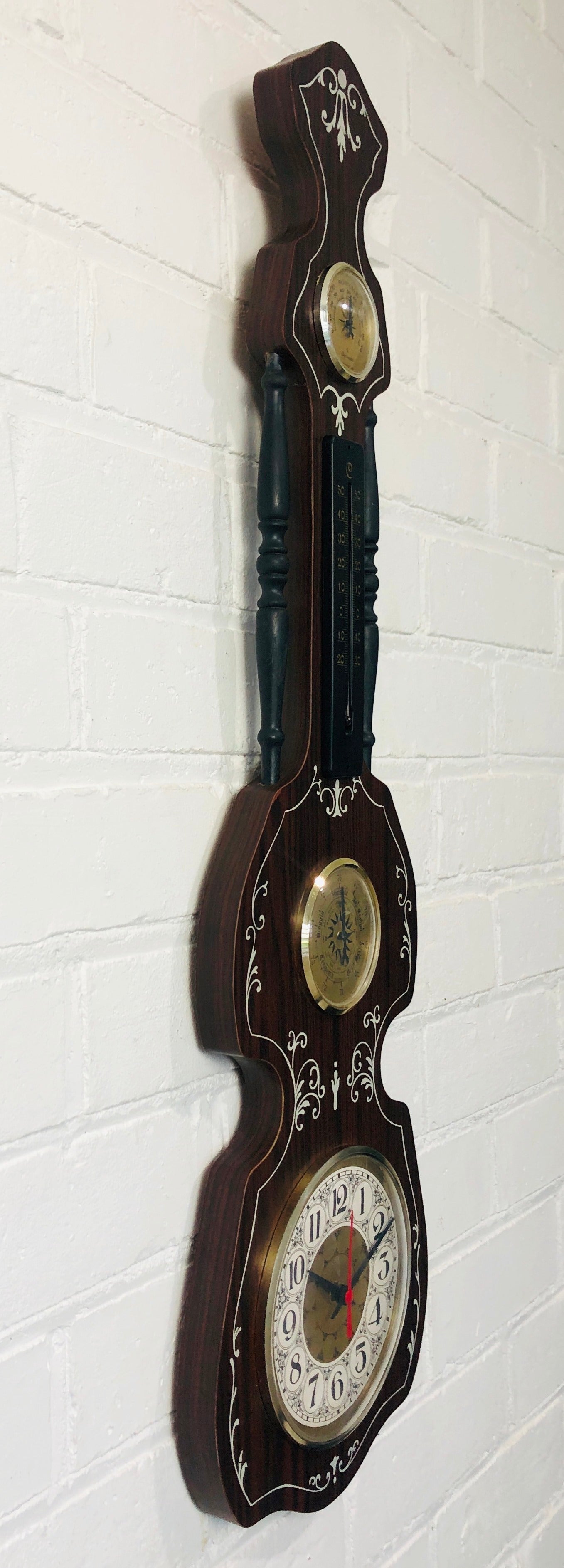 Vintage Banjo Style Wall Clock with Thermometer | eXibit collection