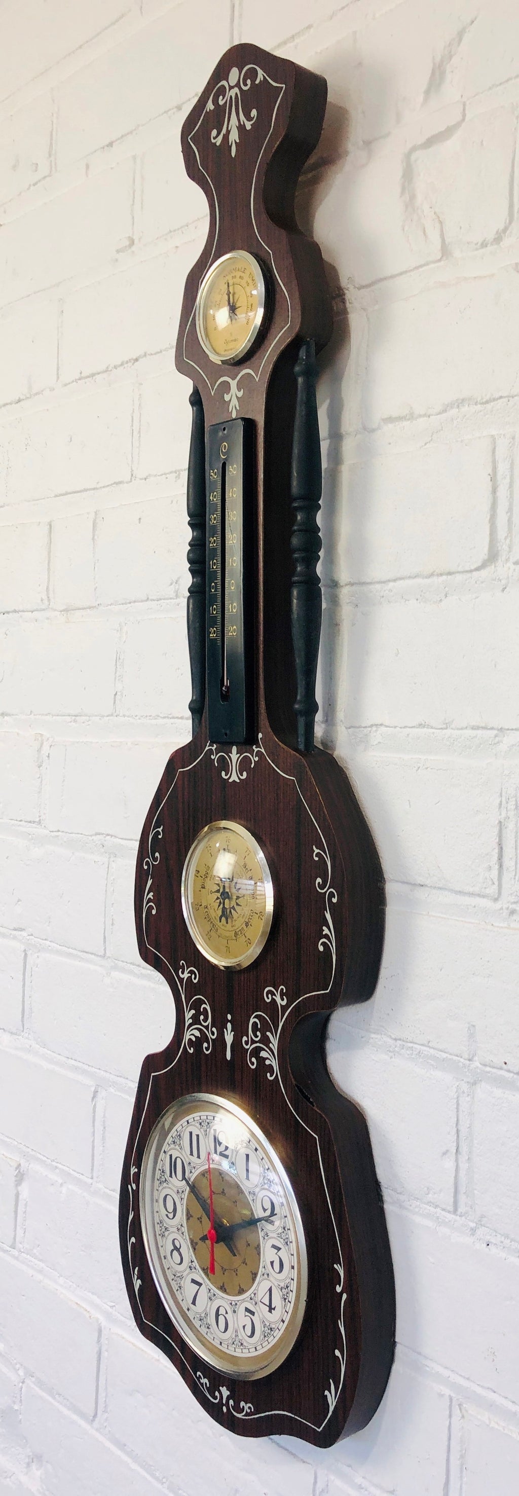 Vintage Banjo Style Wall Clock with Thermometer | eXibit collection
