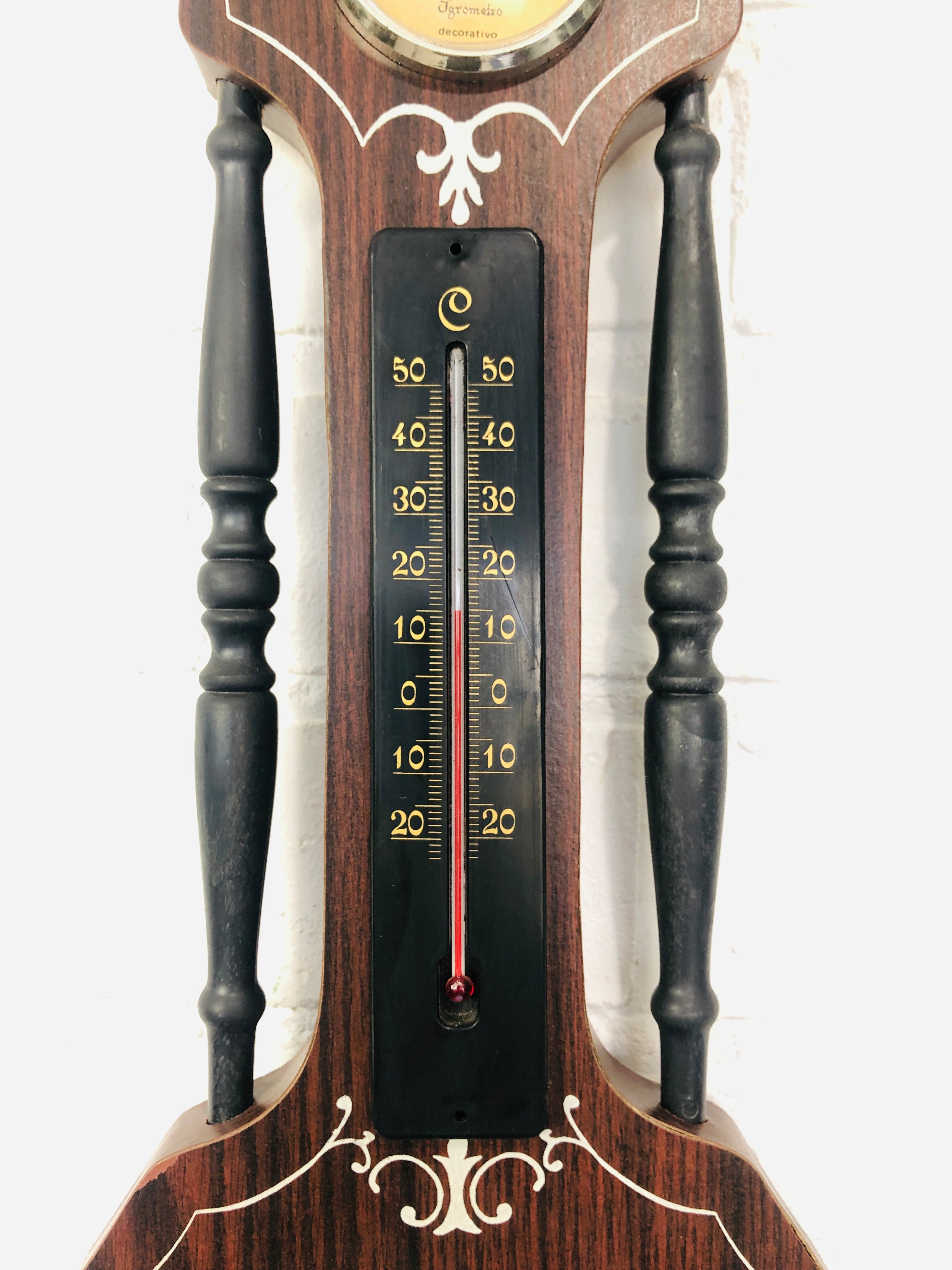 Vintage Banjo Style Wall Clock with Thermometer | eXibit collection