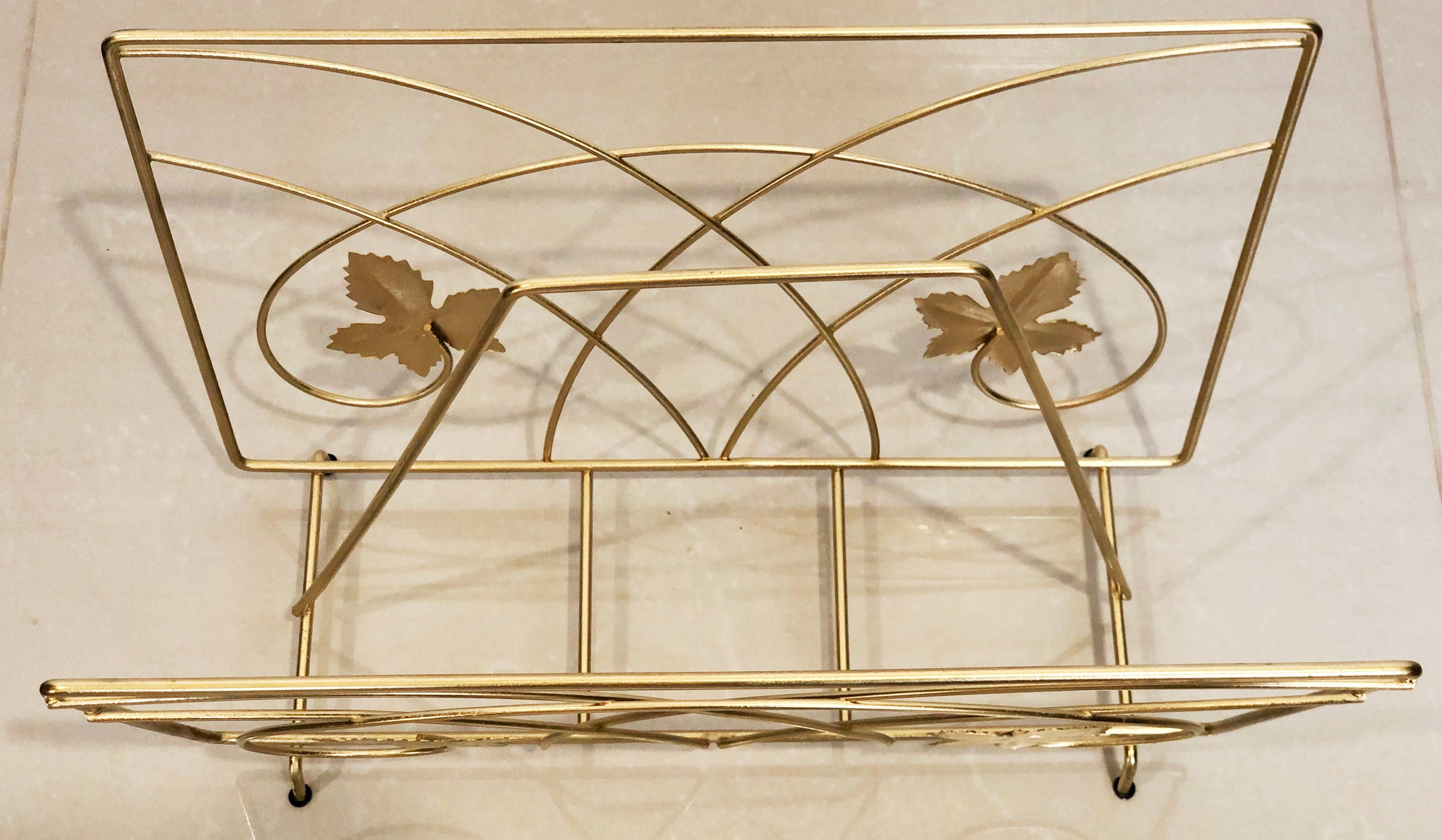 Vintage Gold Metal Ornate Magazine Rack | eXibit collection