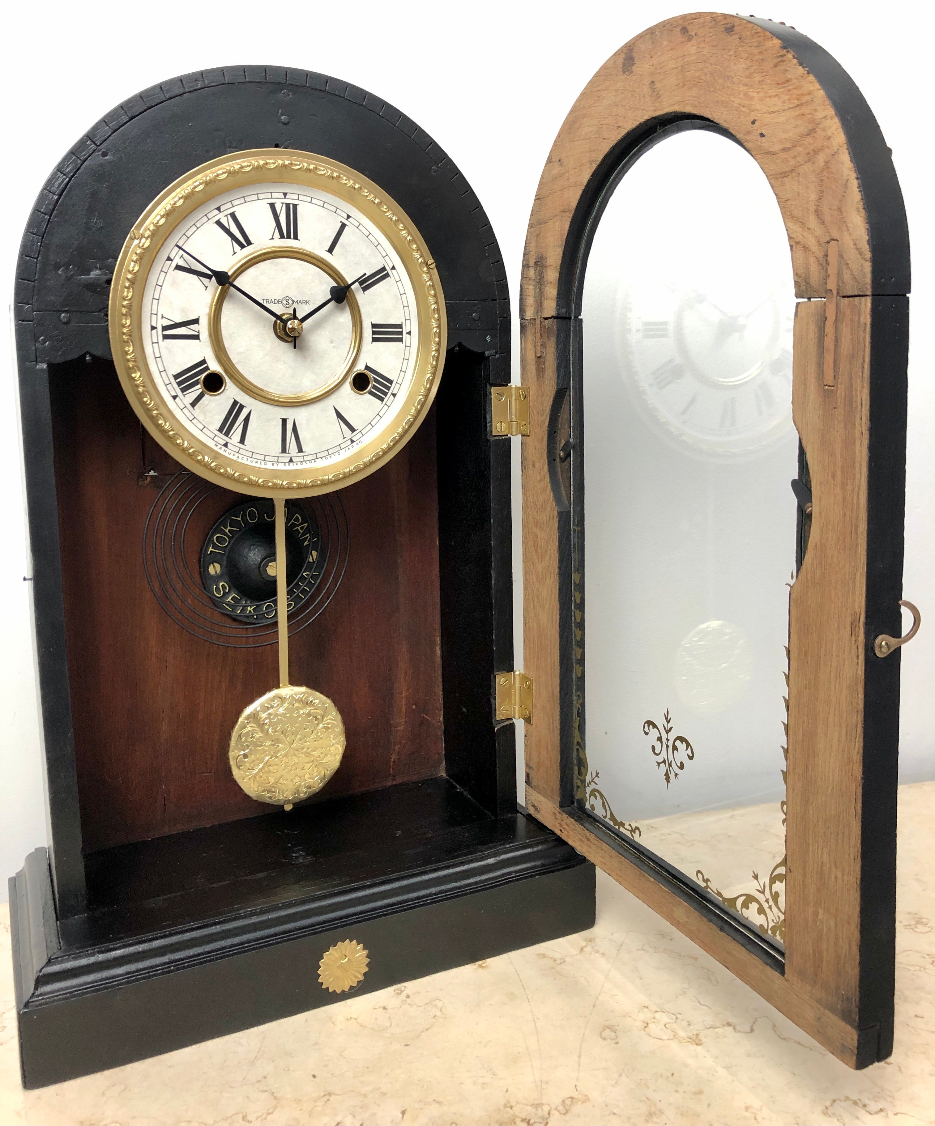 Antique Seikosha Cathedral Battery Mantel Clock | eXibit collection