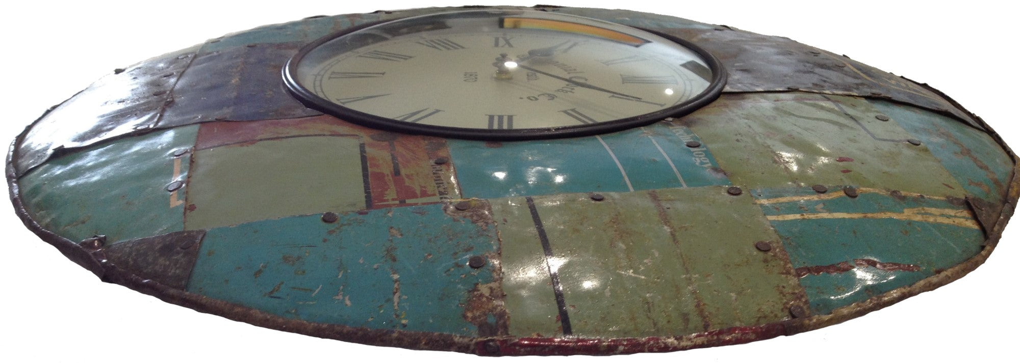 Vintage RUSTIC Industrial Round Metal Wall Clock | eXibit collection