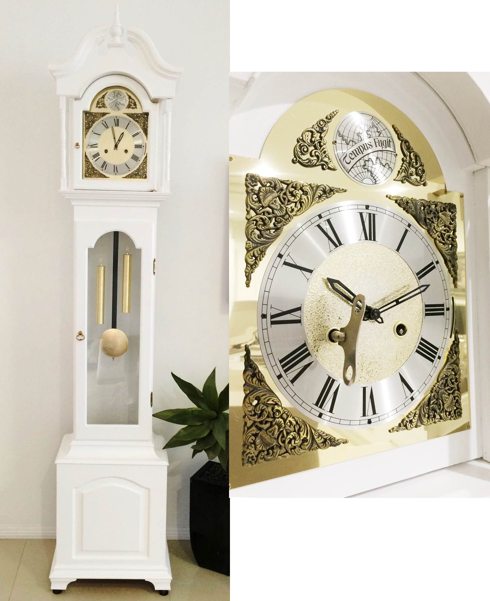 Vintage 31 Day Tempus Fugit Chime Grandfather Clock | eXibit collection